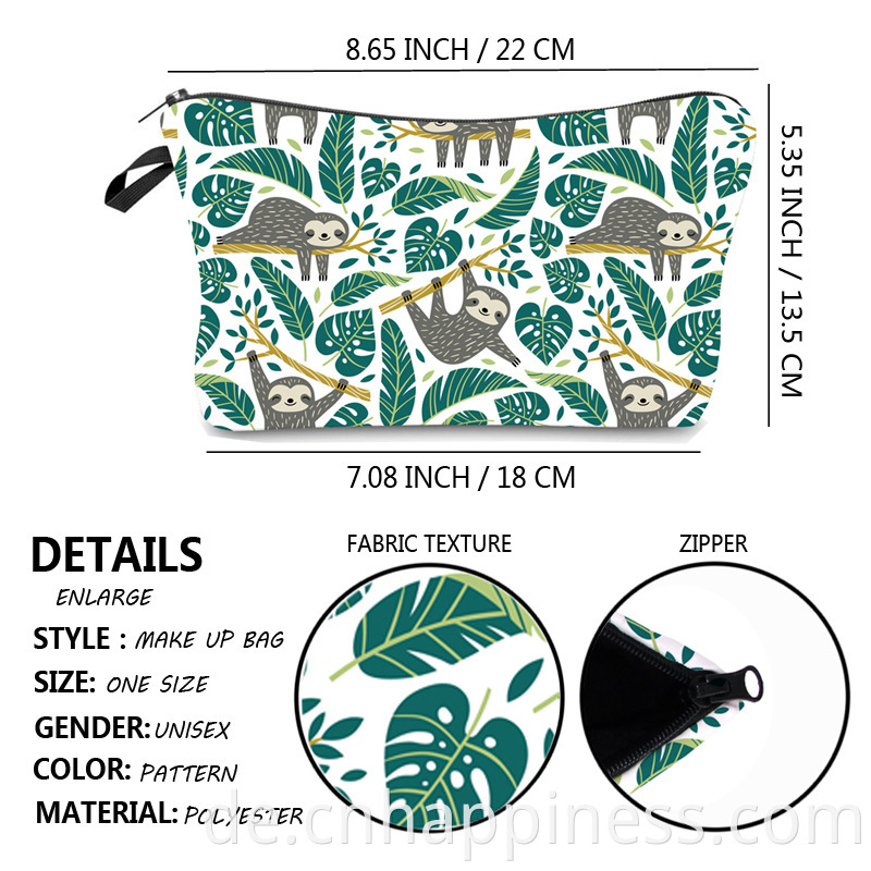 2022 Entzückende geräumige Schönheits -Make -up -Taschen Reisen Wasserdichtes Toilettenbeutel Accessoires Organizer Geschenke Faultier Kosmetikbeutel